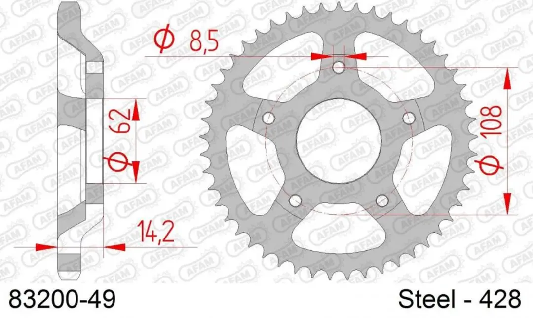 Afam 428/83200-49 Motor Ketting - 49 Tanden - afbeelding 3 van 3