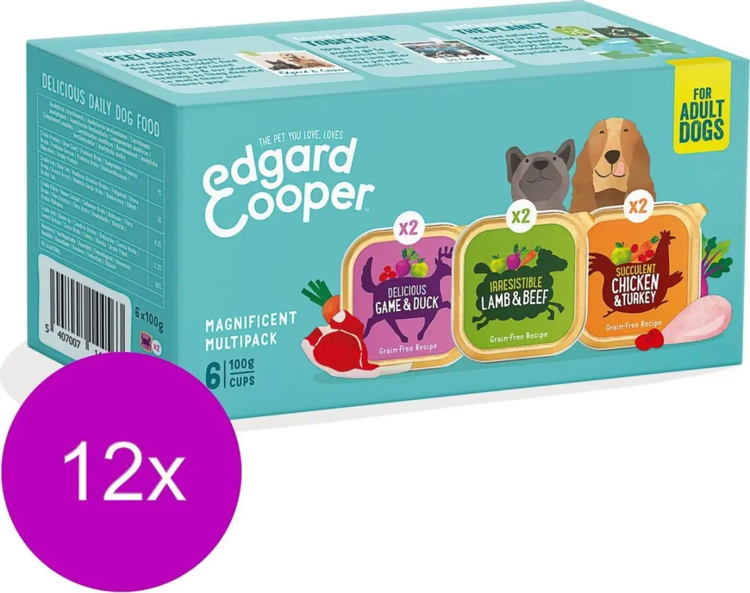 Edgard & Cooper Hondenvoer Multipack Kip & Lam 72x100g