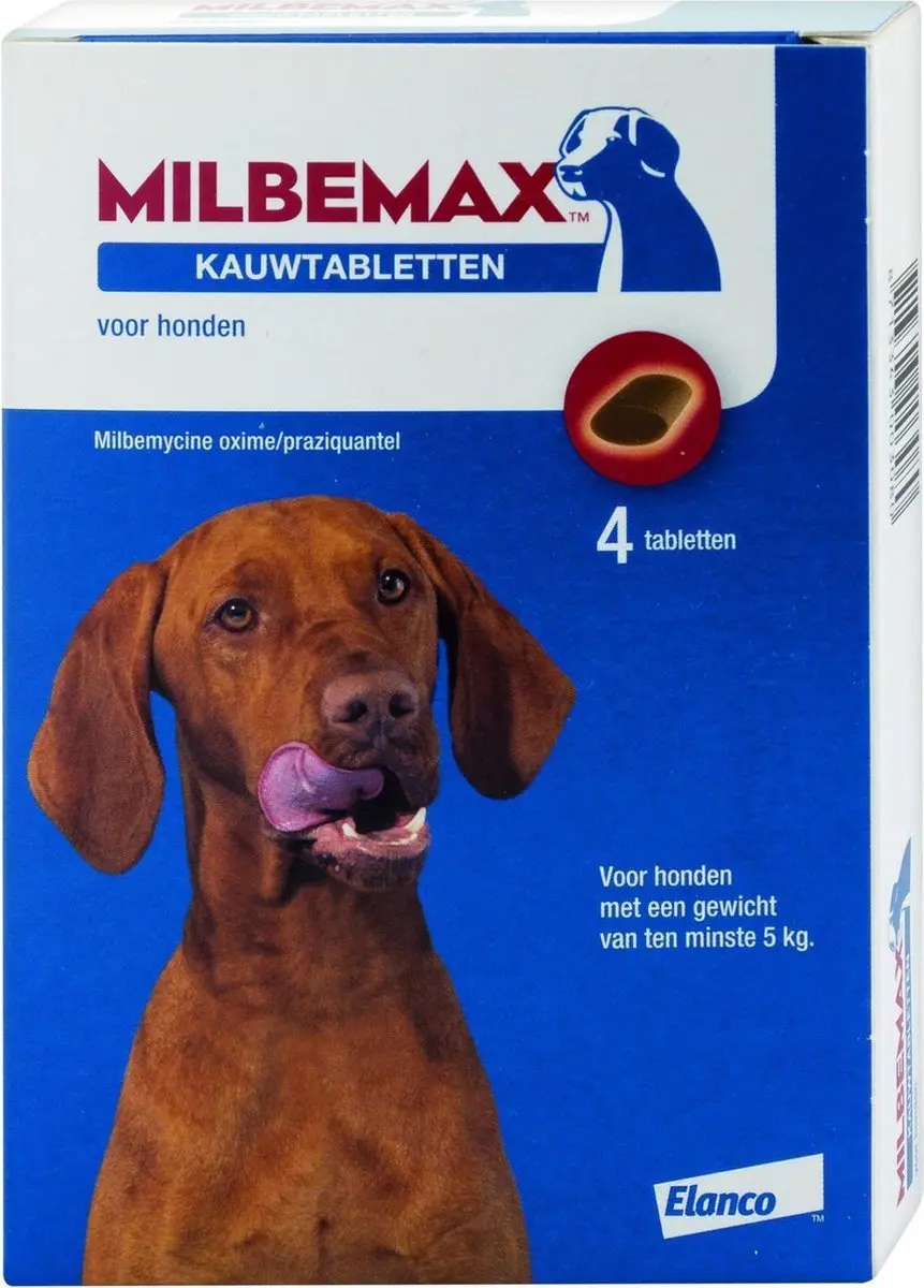 Milbemax Kauwtablet Hond vanaf 5kg - 4 Stuks