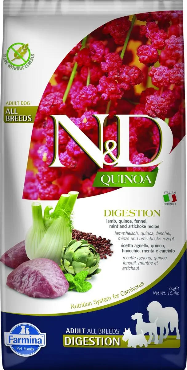 N&D Quinoa hondenvoeding Digestion medium/maxi Lam 7 kg