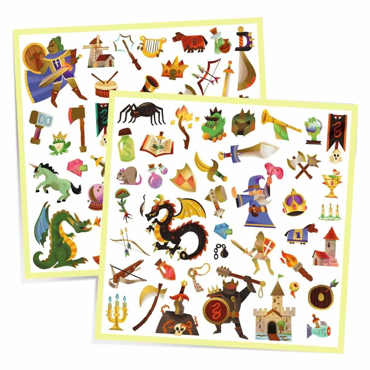 Djeco Middeleeuwse Fantasie Metallic Stickers - 160 Stuks