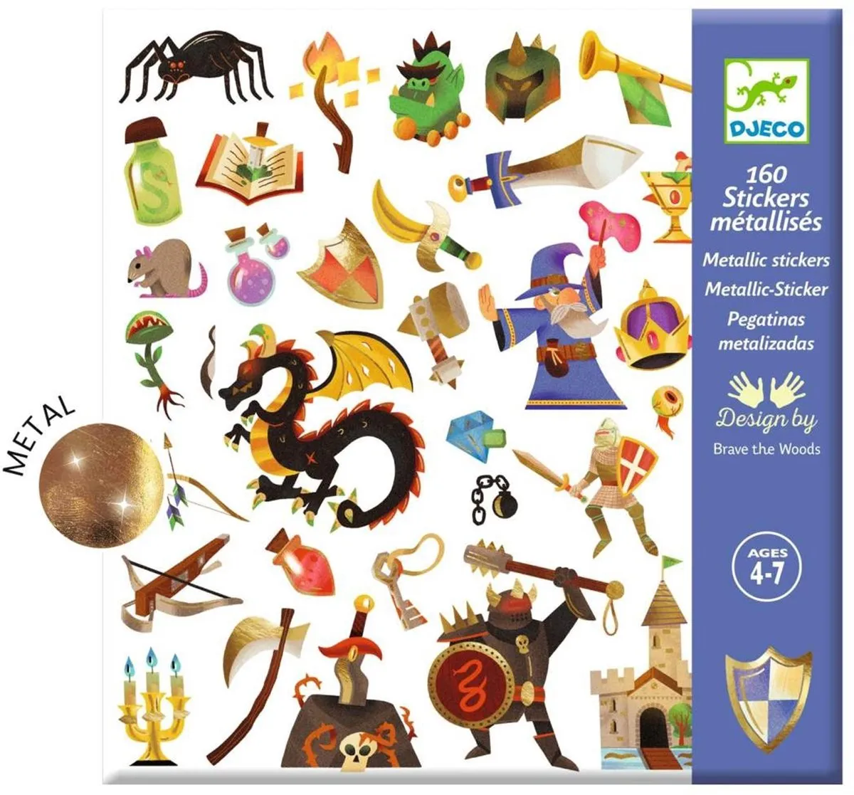 Djeco Middeleeuwse Fantasie Metallic Stickers