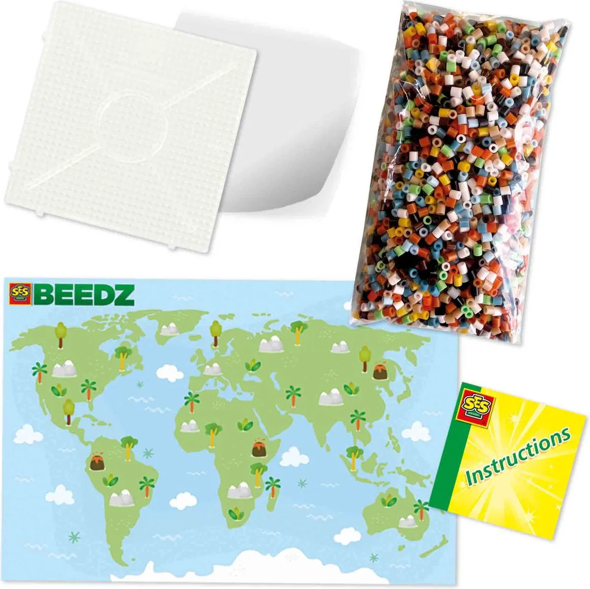 SES Creative Beedz Wereld Dieren Strijkkralen - 3500 Stuks - 15 Kleuren