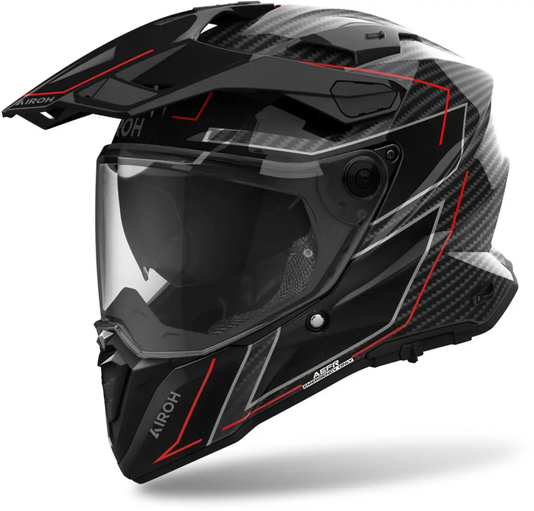 Airoh Commander 2 Stylish Full Carbon Zwart Grijs Rood Adventure Integraalhelm