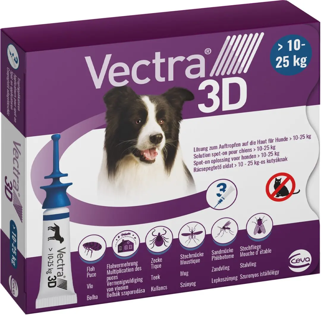 Vectra 3D Hond Anti Teken- en Vlooiendruppels 0.8ml - 3 Pipetten