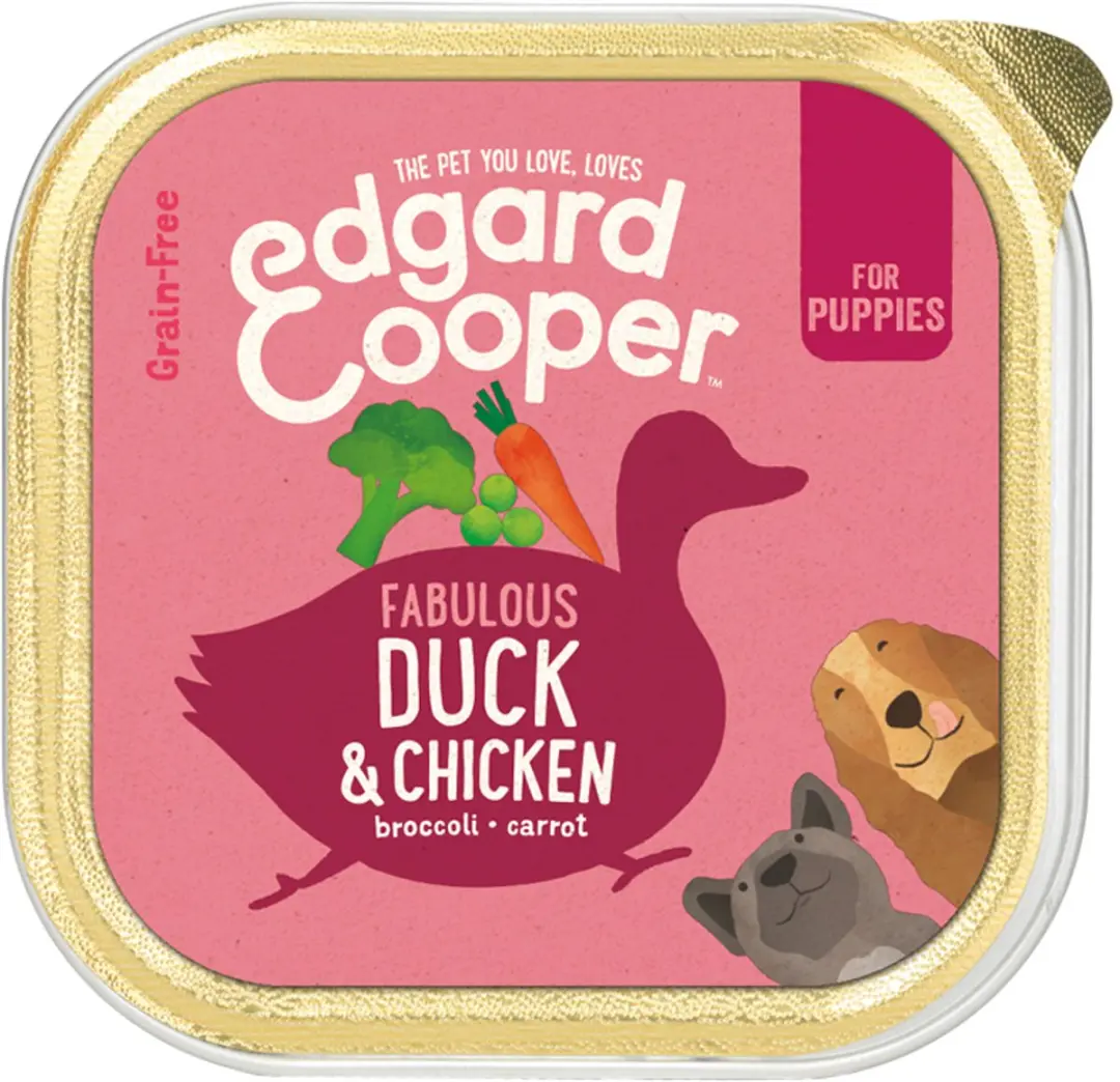 Edgard & Cooper Kuipje Puppy Natvoer Eend & Kip - 11x150g - afbeelding 6 van 6