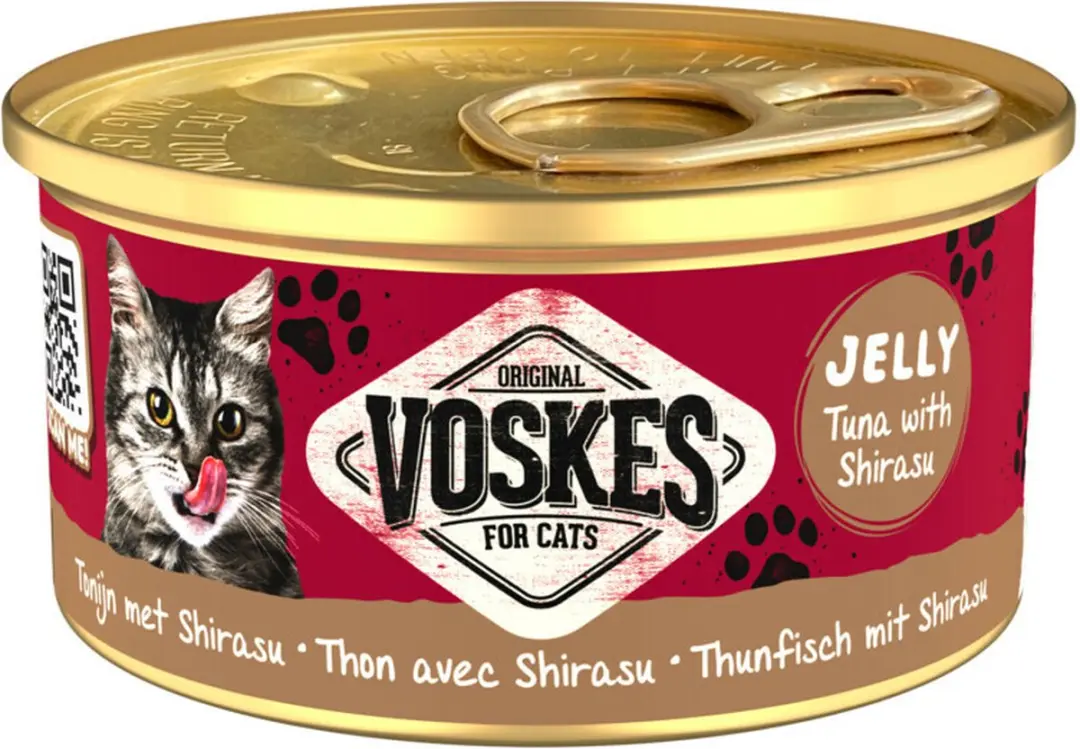 Voskes Nat Tonijn met Shirasu Kattenvoer - 24x85g
