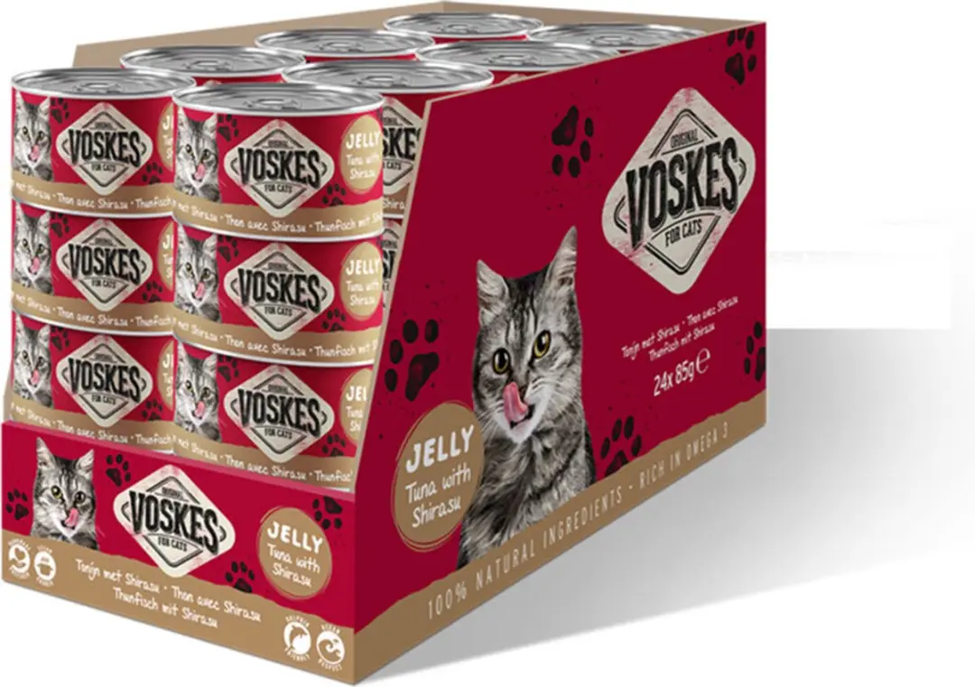 Voskes Nat Tonijn met Shirasu Kattenvoer