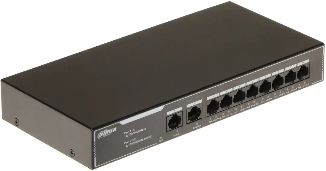 Dahua SG1010LP Netwerkswitch - 10 PoE-poorten 65W - afbeelding 4 van 6