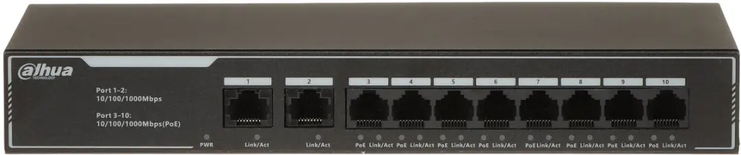 Dahua SG1010LP Netwerkswitch - 10 PoE-poorten 65W - afbeelding 2 van 6