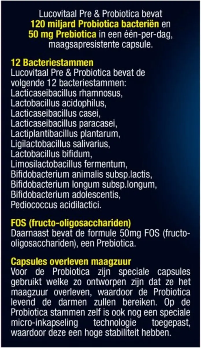 Lucovitaal Super Pre & Biotica 14 Capsules - 120 Miljard Bacteriën - afbeelding 2 van 6