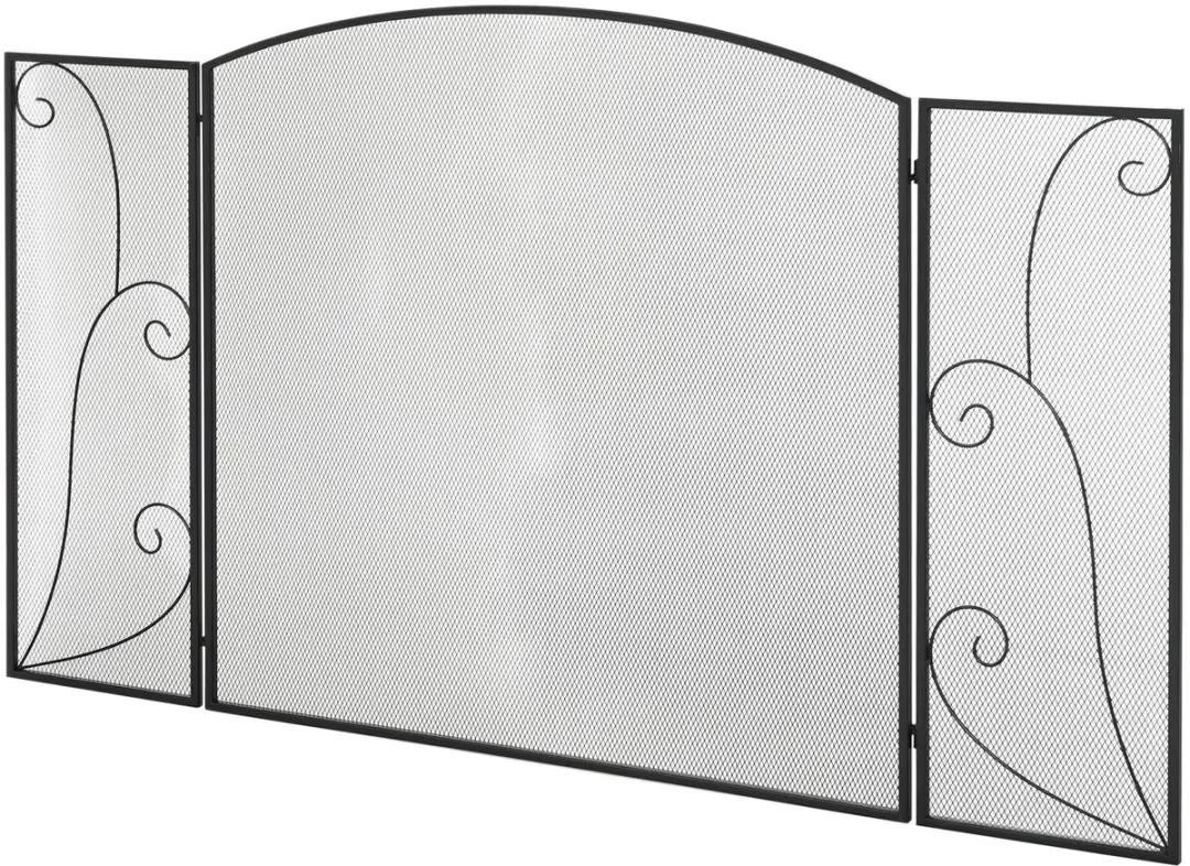 HOMCOM-Kamingitter-Eisen, Stahl-132,5L x 76,5H cm-Schwarz