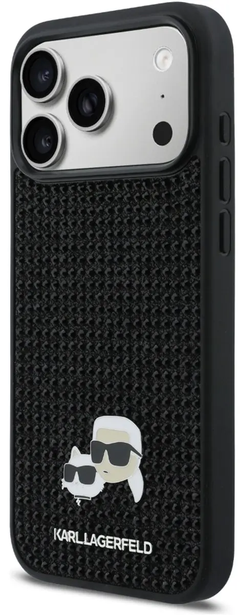 Karl Lagerfeld iPhone 17 Pro Max Hoesje - Strass & Choupette Speld - Transparent - 3666339603342