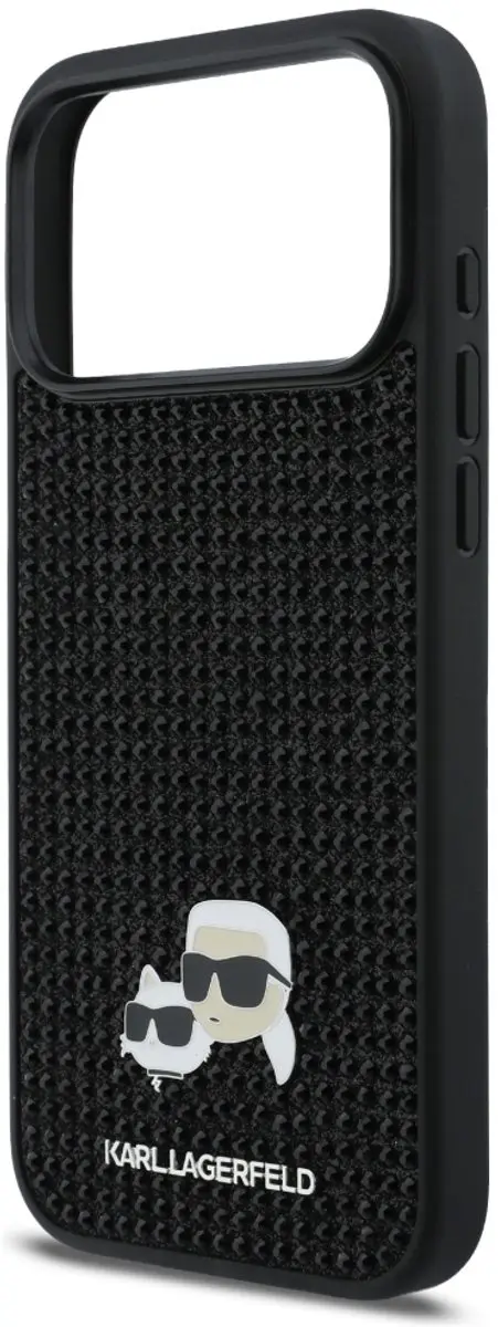 Karl Lagerfeld iPhone 17 Pro Max Hoesje - Strass & Choupette Speld - Transparent - 3666339603342