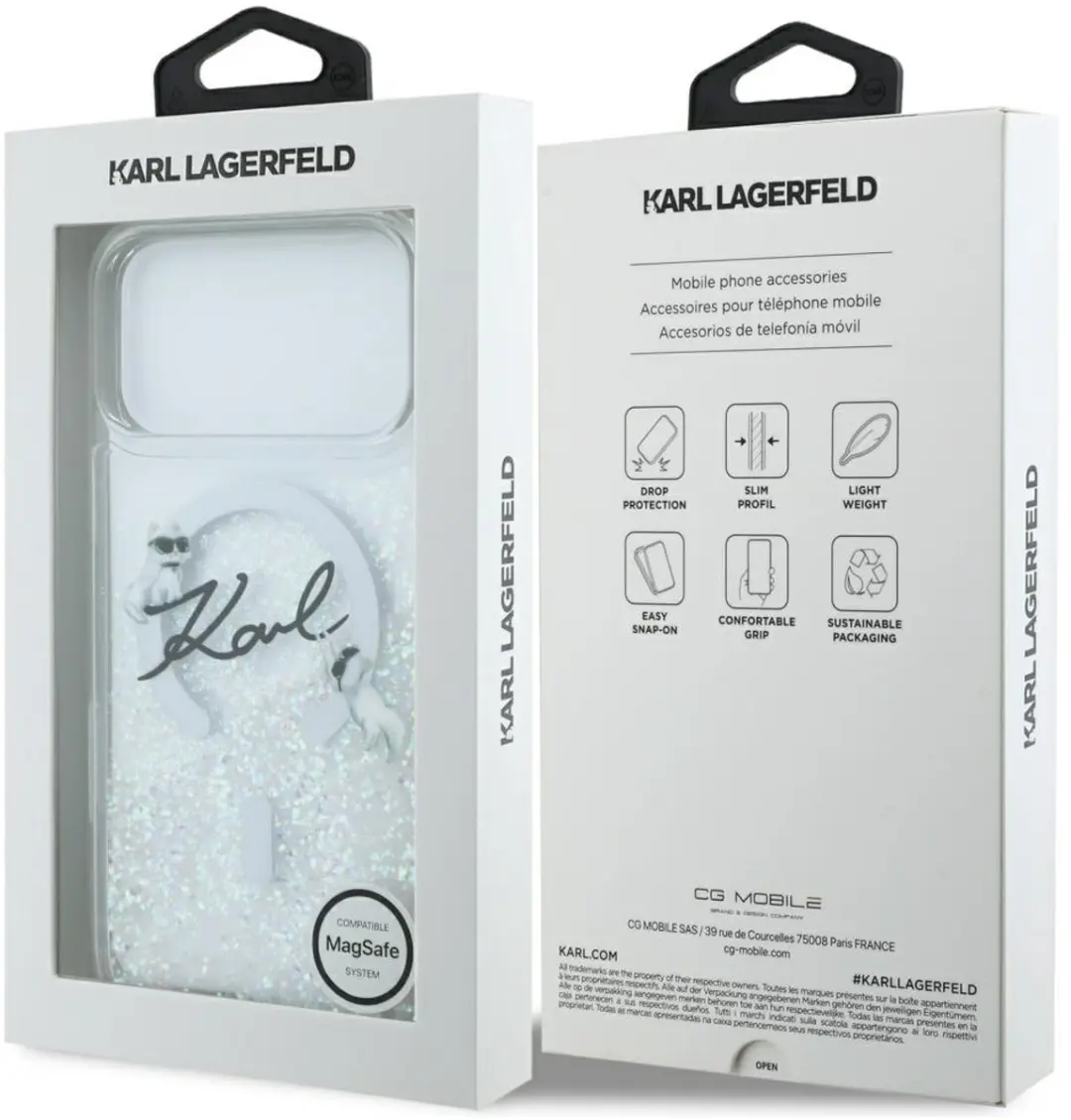 Karl Lagerfeld Vloeibare Glitterhoes iPhone 17 Pro Max - 3666339608309 - Transparent