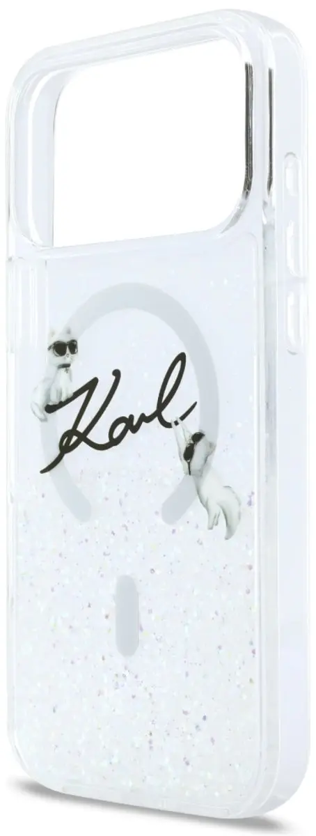 Karl Lagerfeld Vloeibare Glitterhoes iPhone 17 Pro Max - 3666339608309 - Transparent