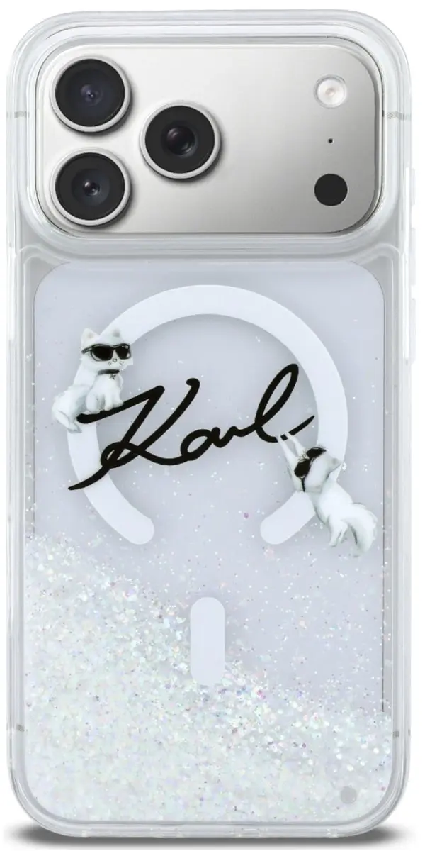 Karl Lagerfeld Vloeibare Glitterhoes iPhone 17 Pro Max - 3666339608309 - Transparent