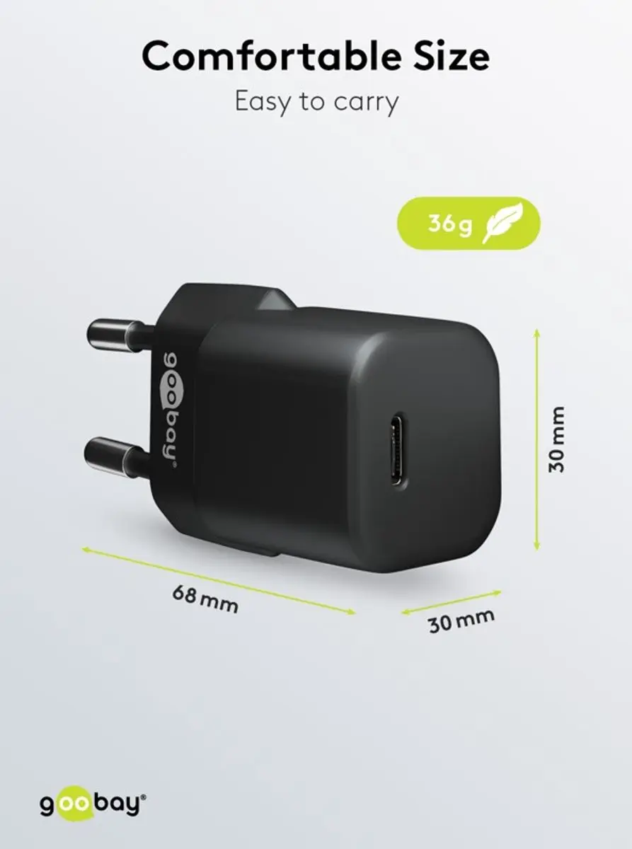 Goobay 59715 USB-C PD GaN Snellader 30W - Zwart - afbeelding 3 van 6