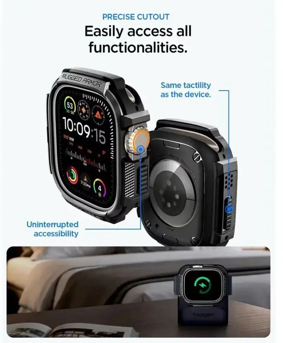 Spigen Rugged Armor Hoesje ACS11414 - Apple Watch Ultra 3/2/1 Zwart