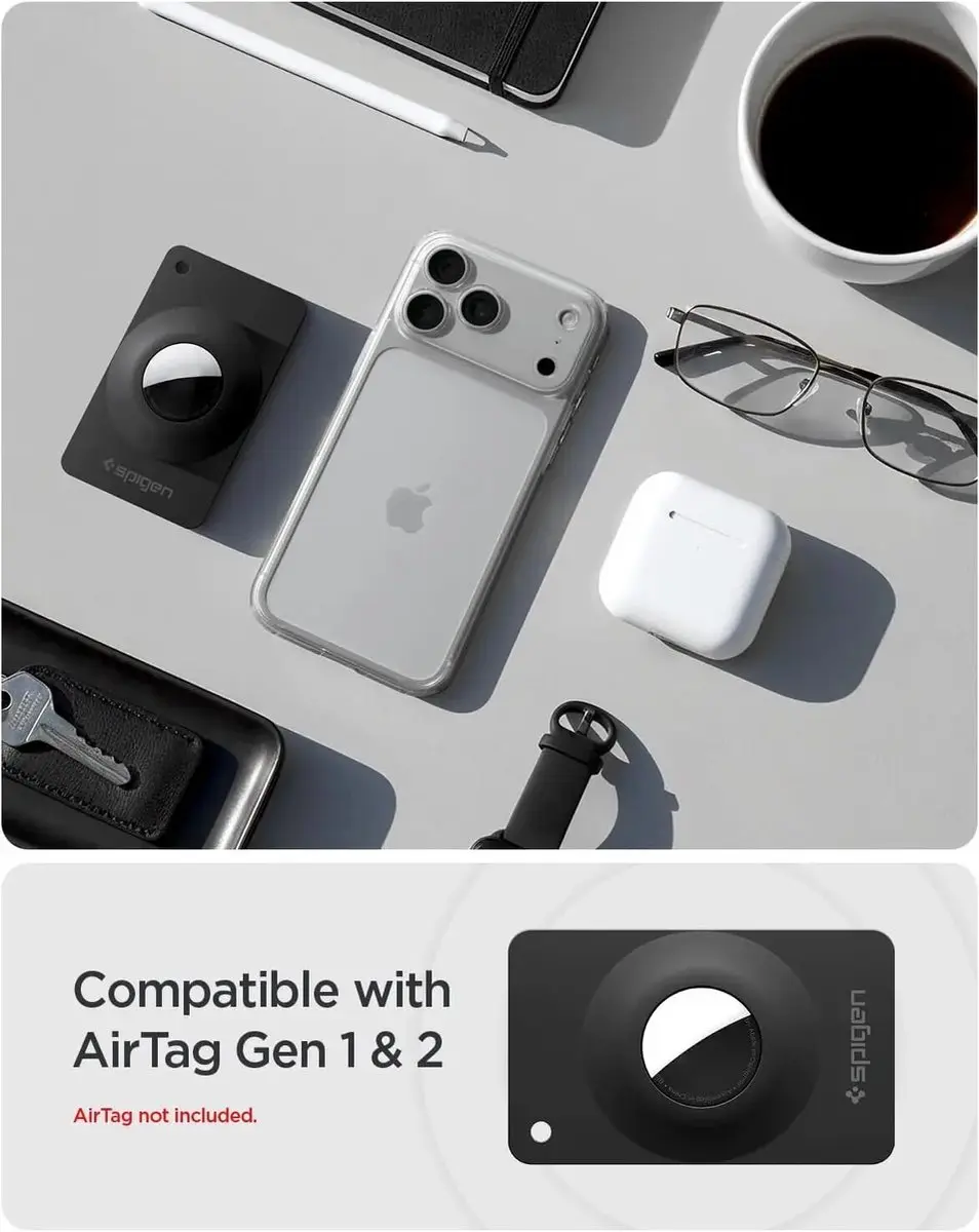 Spigen Air Fit 2 AirTag Hoesje - Creditcardformaat - Zwart - afbeelding 5 van 6