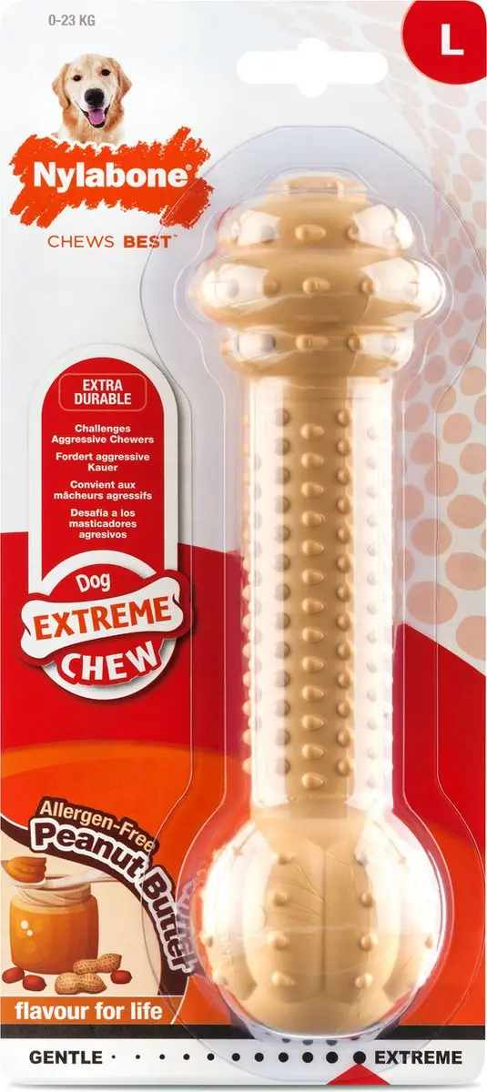 Nylabone Extreme kauwbot Barbell met pindakaassmaak