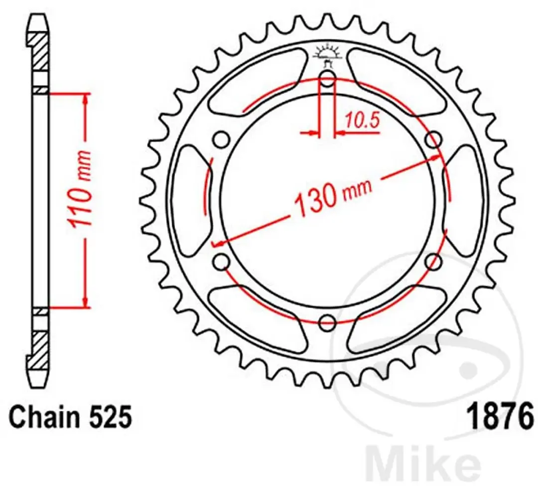 JT Sprockets Couronne 43Z PAS 525 110mm - afbeelding 2 van 2