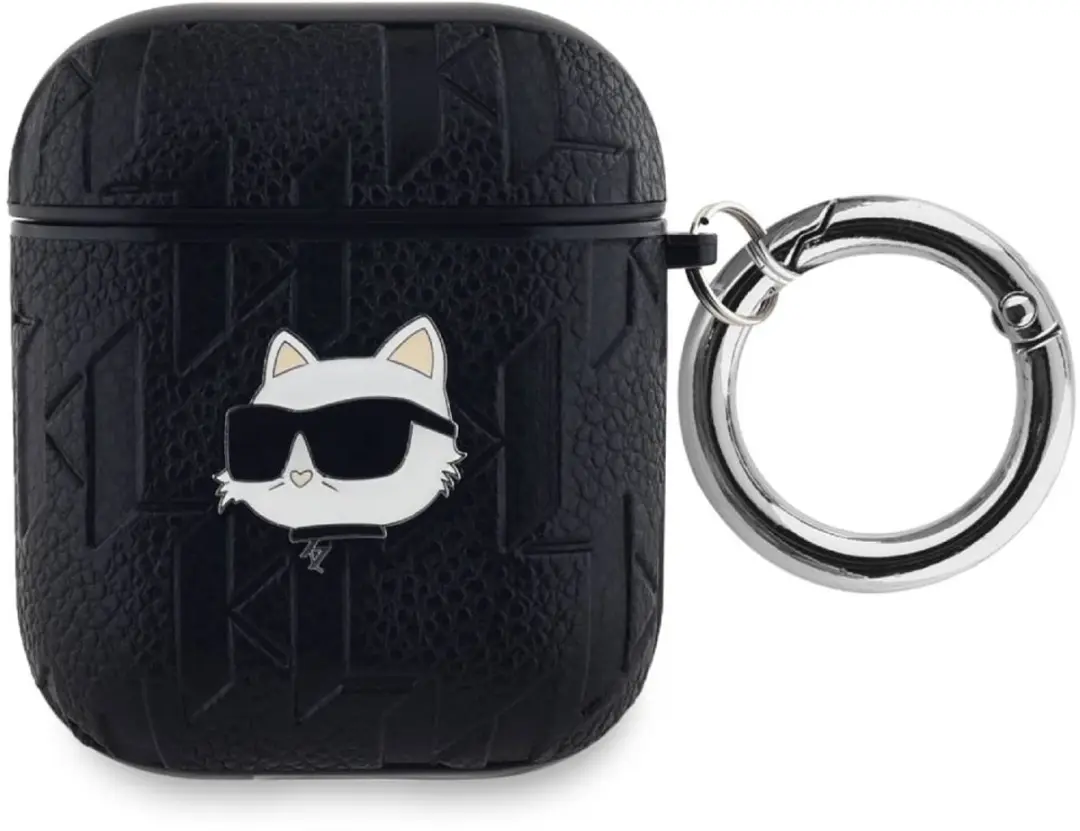 Karl Lagerfeld Choupette Gaufré Hoesje KLA2PGCHPK - AirPods 1/2/3 - Zwart