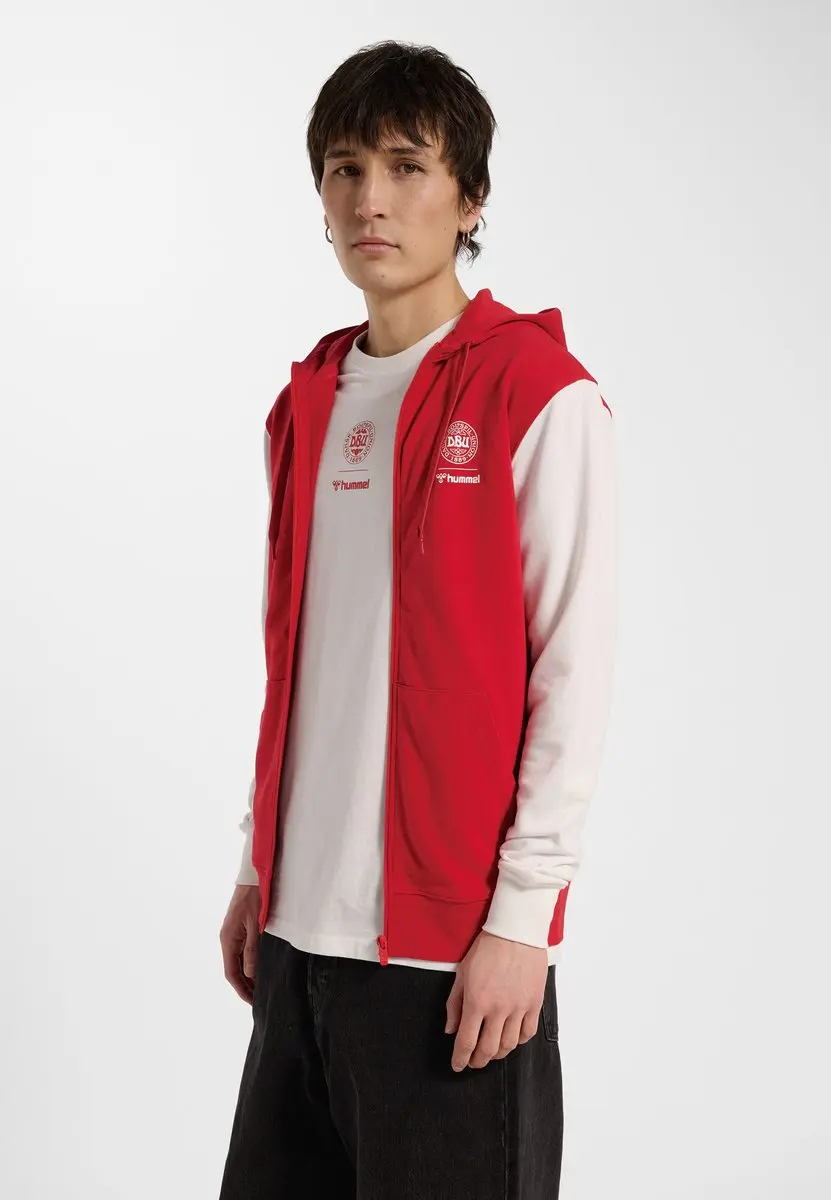 DBU 26 FAN RED-WHITE ZIP HOOD