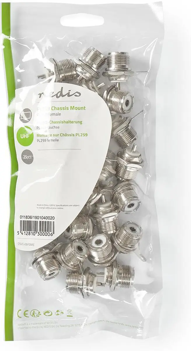Nedis PL259 Connector - Recht - Female - Vernikkeld - 25 Stuks - afbeelding 5 van 6