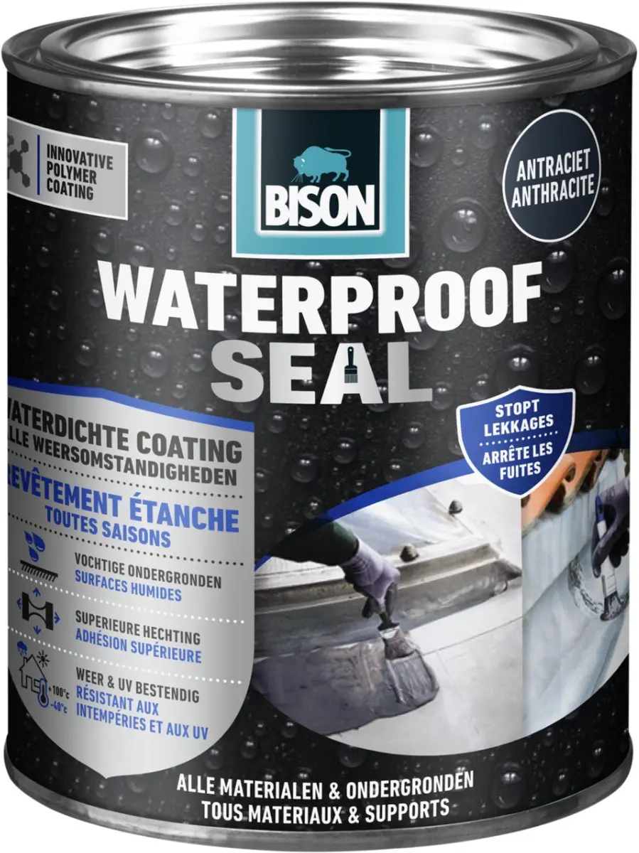 Bison Waterproof Seal antraciet 1 kg waterdichte coating, voor alle weeromstandi