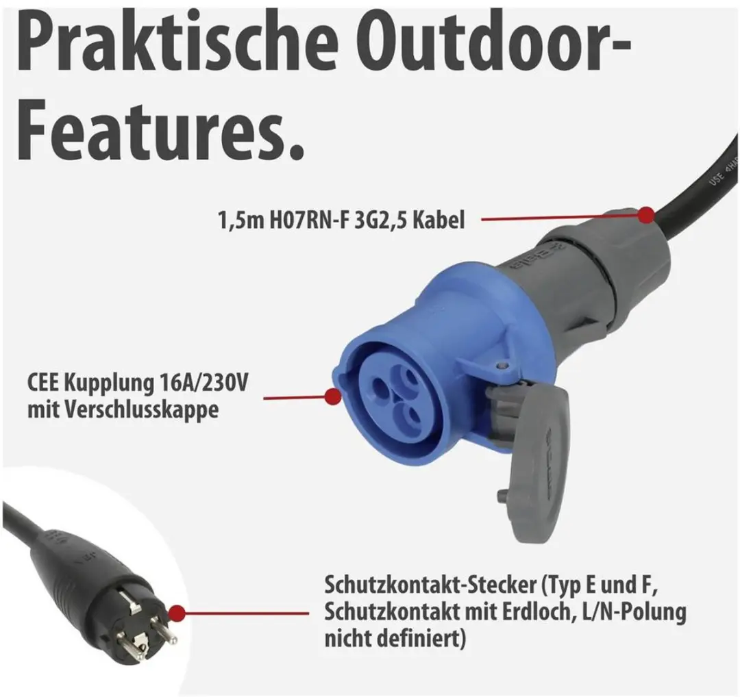 Brennenstuhl CEE-adapterkabel 230V IP44
