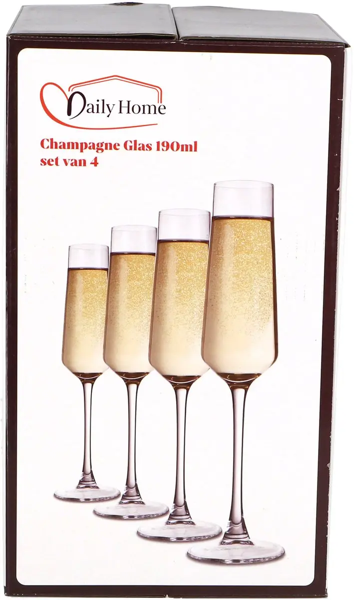 Daily Home Champagneglazen Set - 4 Stuks - Meerkleurig