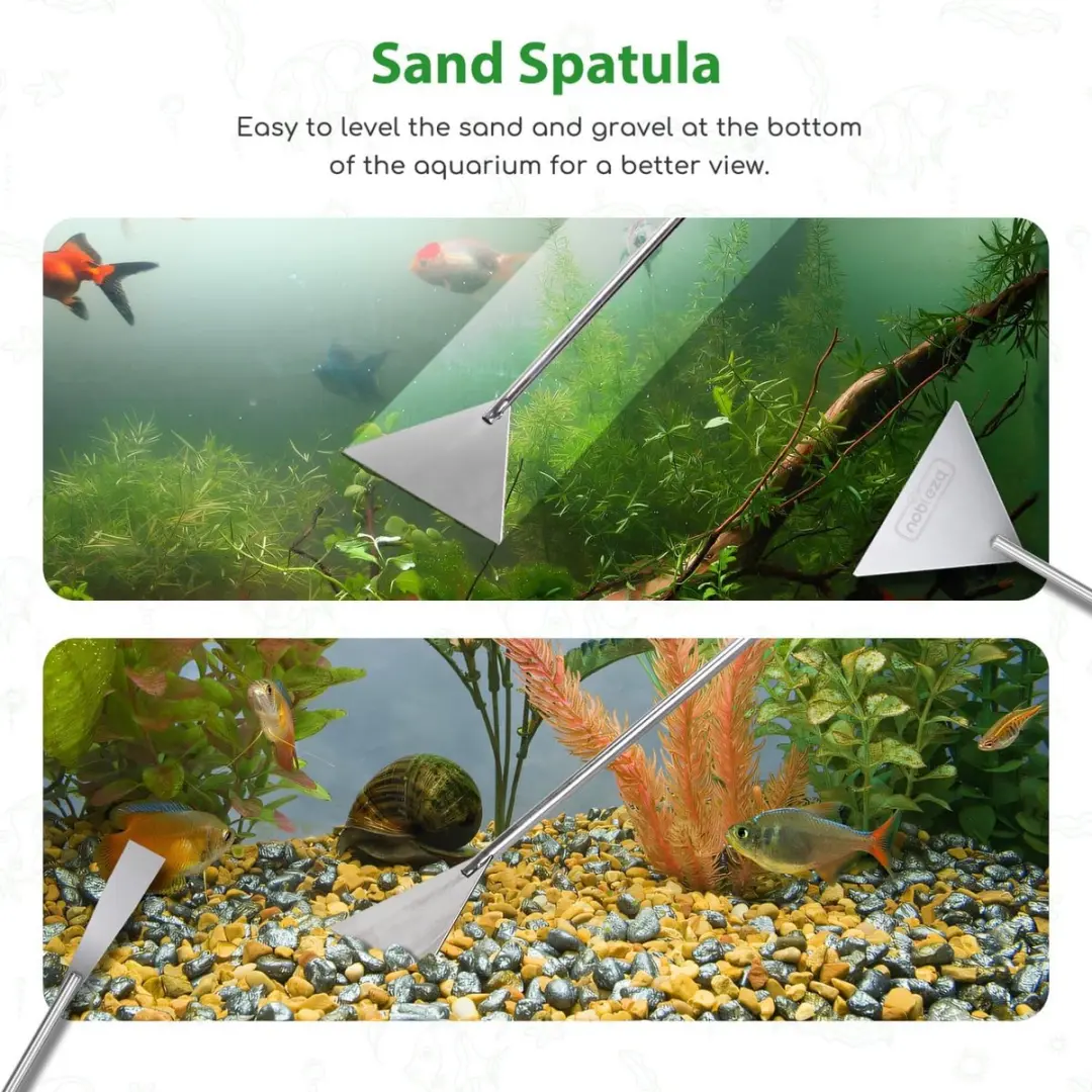 Nobleza Aquarium Schoonmaakset 4-delig - RVS Schaar, Pincetten & Algenschraper - Staal