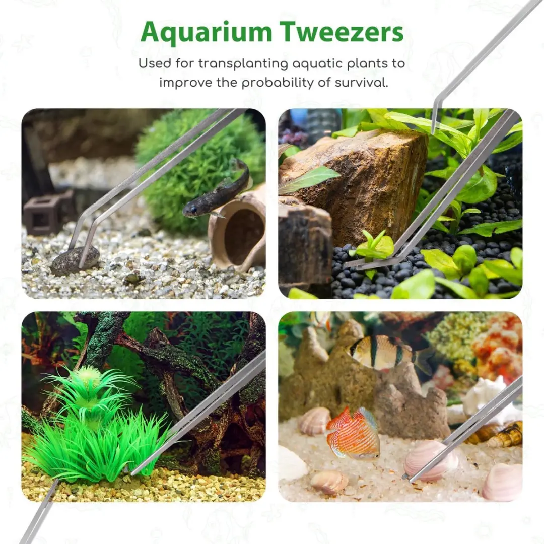 Nobleza Aquarium Schoonmaakset 4-delig - RVS Schaar, Pincetten & Algenschraper - Staal
