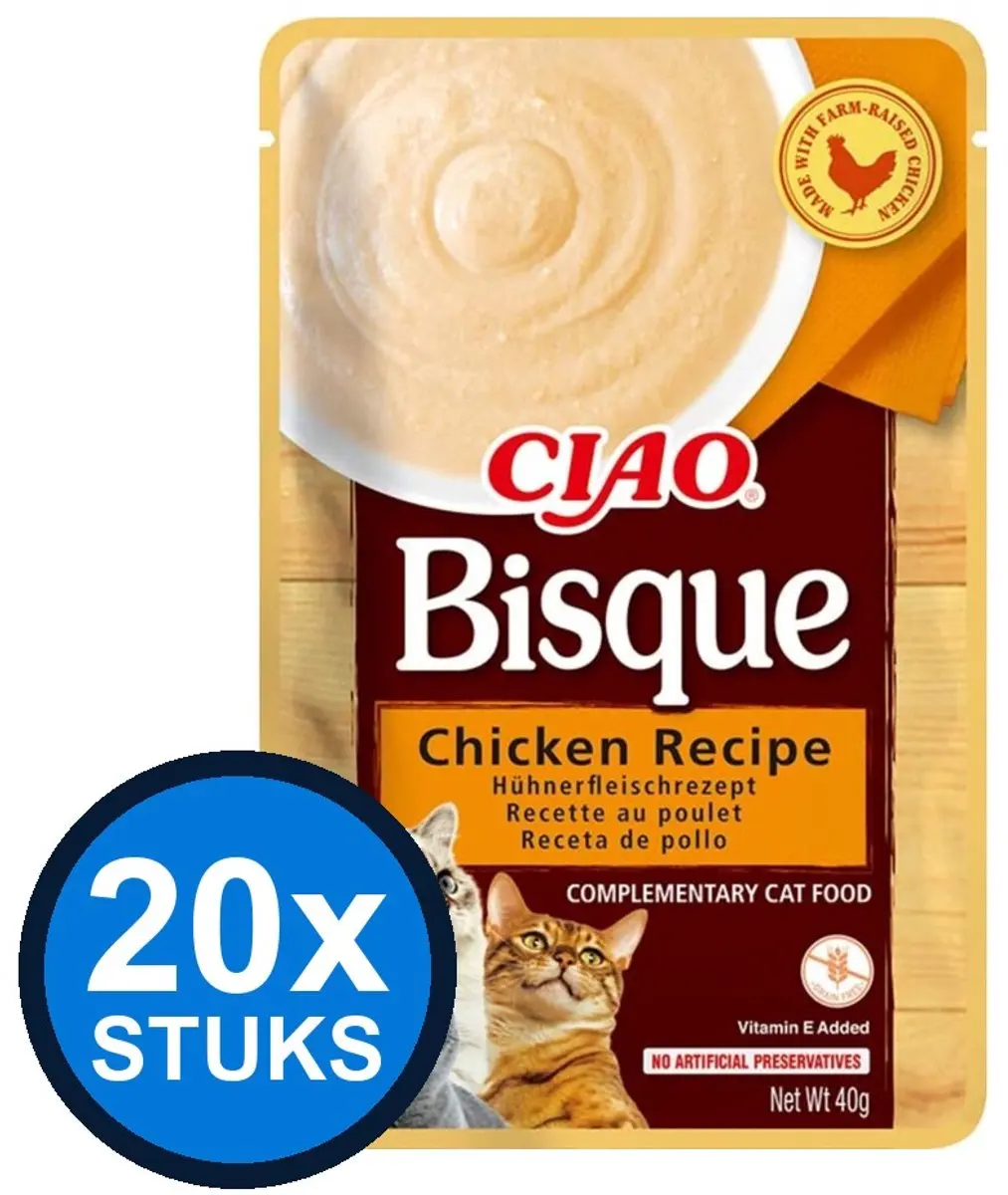 20x Ciao Bisque puree cat chicken 40gr