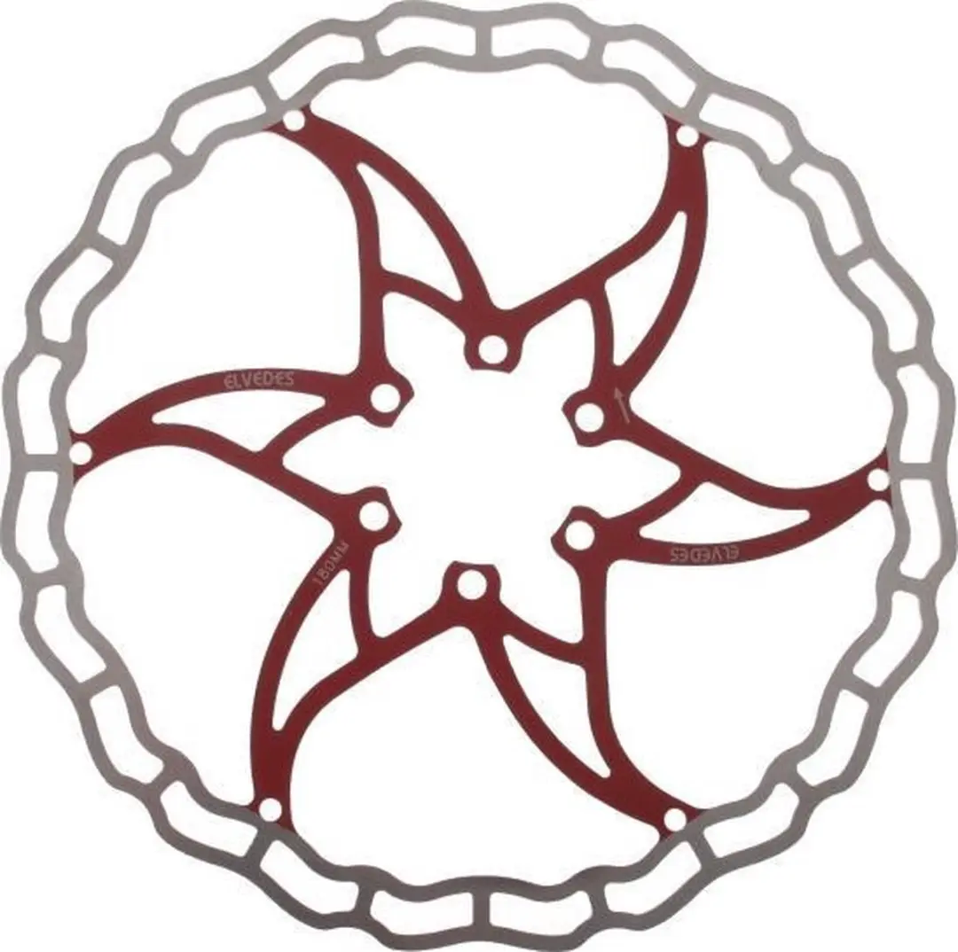 Elvedes Remschijf 160mm 6-Gaats Staal - Rood/Zilver - afbeelding 4 van 5