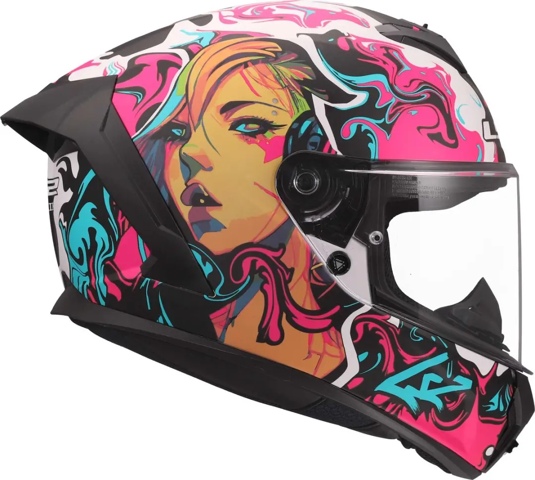 LS2 FF820 Rapid III Cyberg Helm - XXS - Roze/blauw