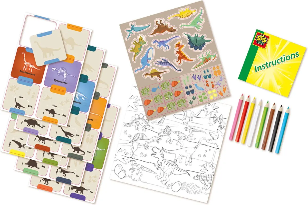 SES Creative Ik leer Dinosaurus Knutsel- en Puzzelpakket - 36 Kaarten