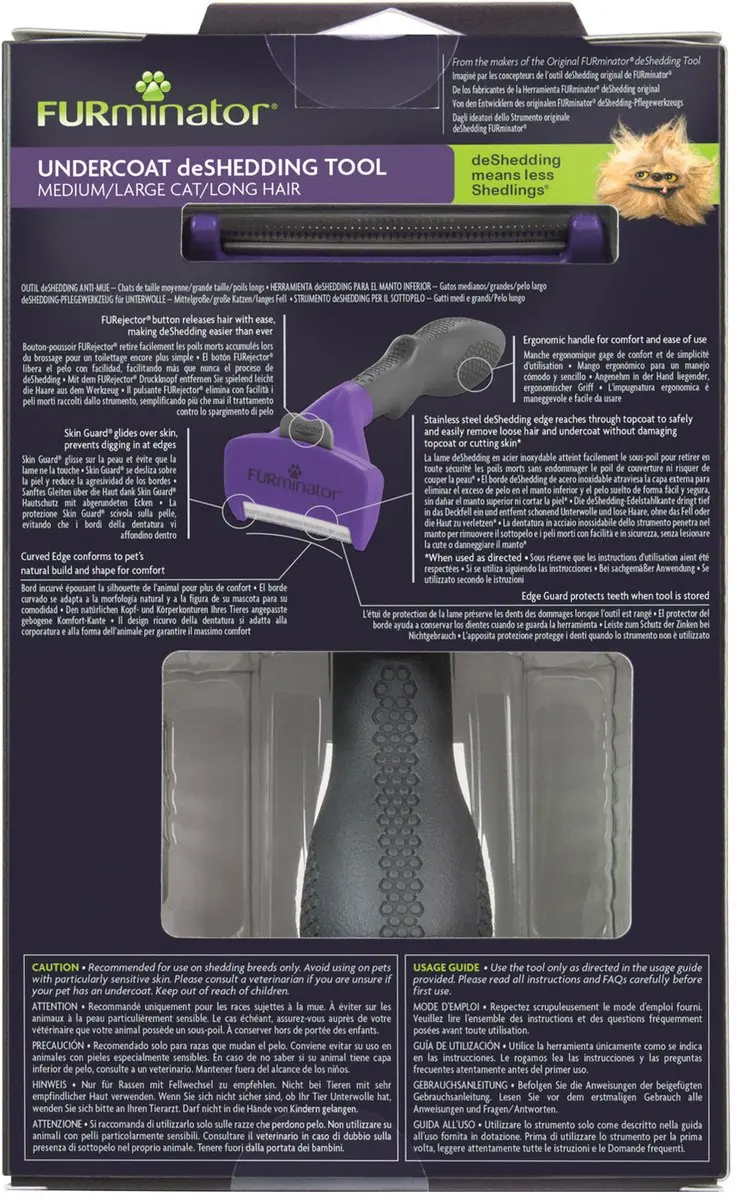 Furminator Cat Undercoat Tool Long Hair - Paars Large