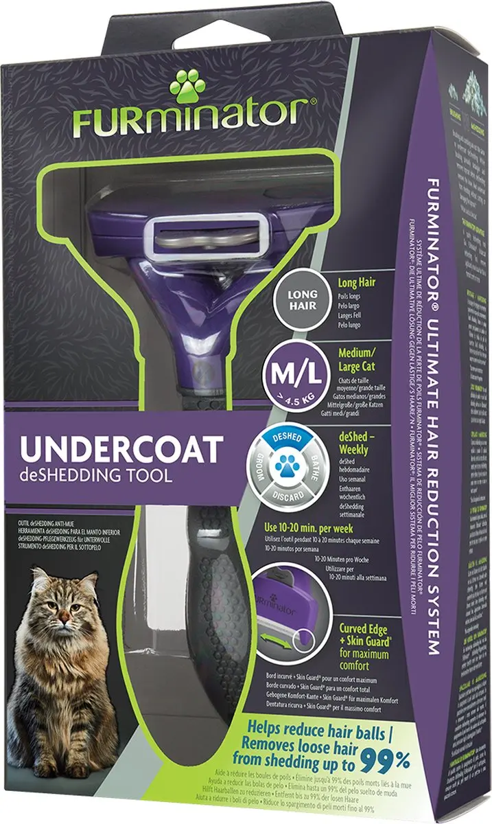 Furminator Cat Undercoat Tool Long Hair - Paars Large