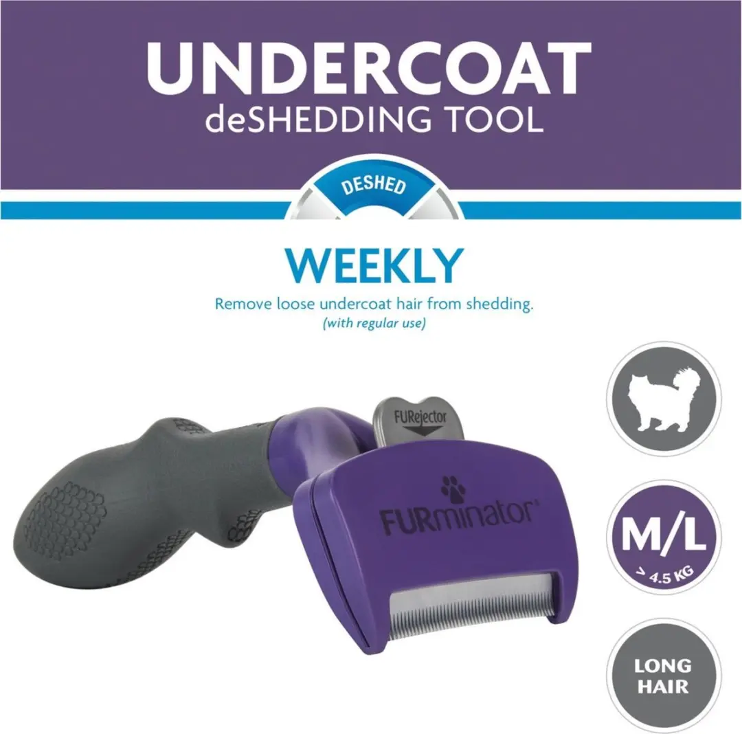 Furminator Cat Undercoat Tool Long Hair - Paars Large - afbeelding 6 van 6