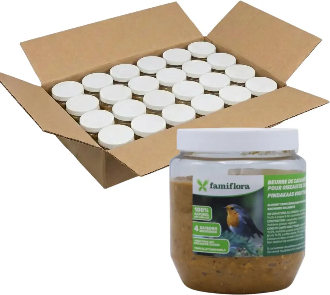 Famiflora vogelpindakaas voor tuinvogels natural 24x 350GR