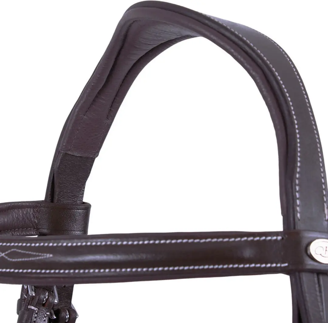 QHP Hoofdstel Luxe Stiksel Pony - Lichtbruin