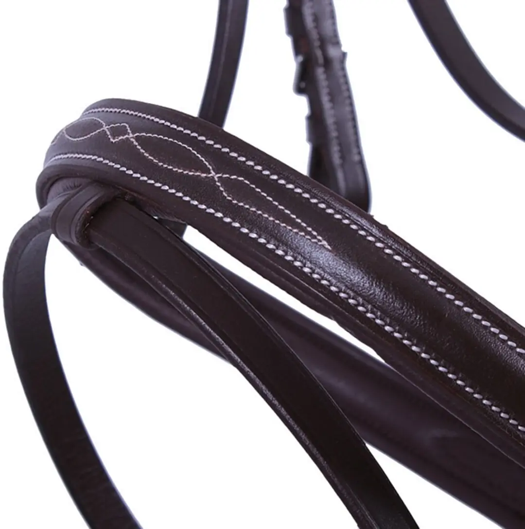 QHP Hoofdstel Luxe Stiksel Pony - Lichtbruin