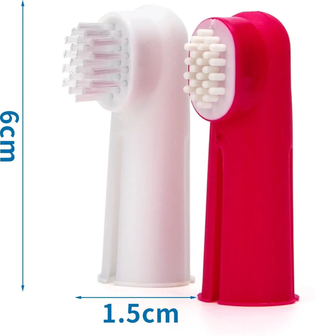 Nobleza Vingertandenborstels Hond & Kat - 2 Stuks - Wit/Rood