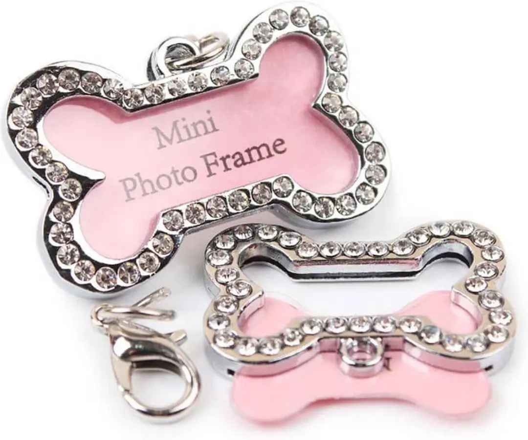 Nobleza Hondenpenning Bot - Zilver/Roze - 3,9 x 2,4 cm