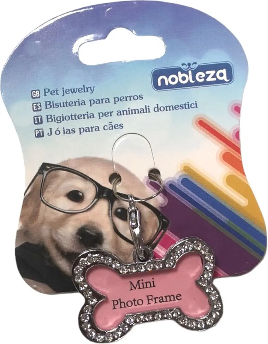 Nobleza Hondenpenning Bot - Zilver/Roze - 3,9 x 2,4 cm