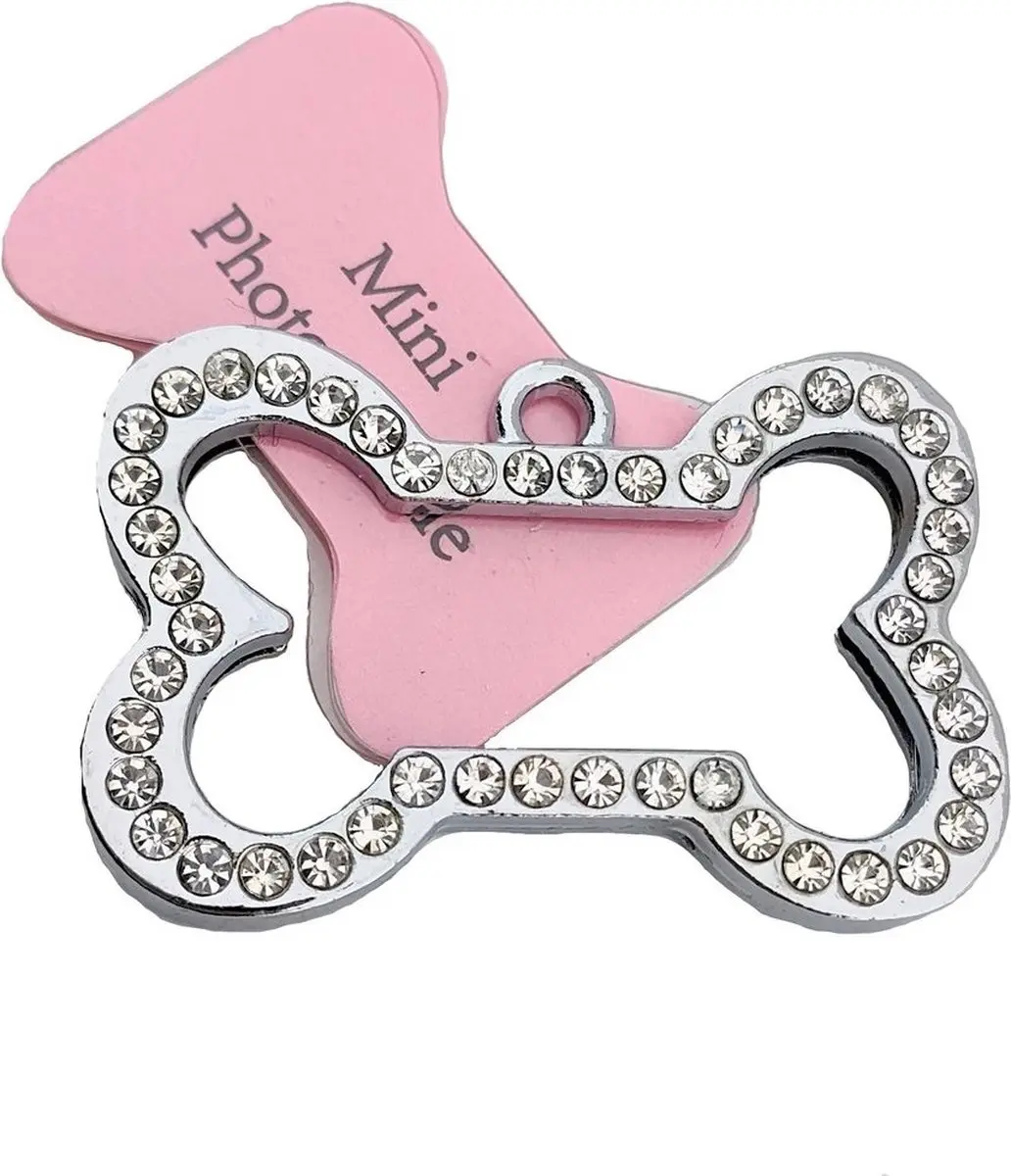 Nobleza Hondenpenning Bot - Zilver/Roze - 3,9 x 2,4 cm
