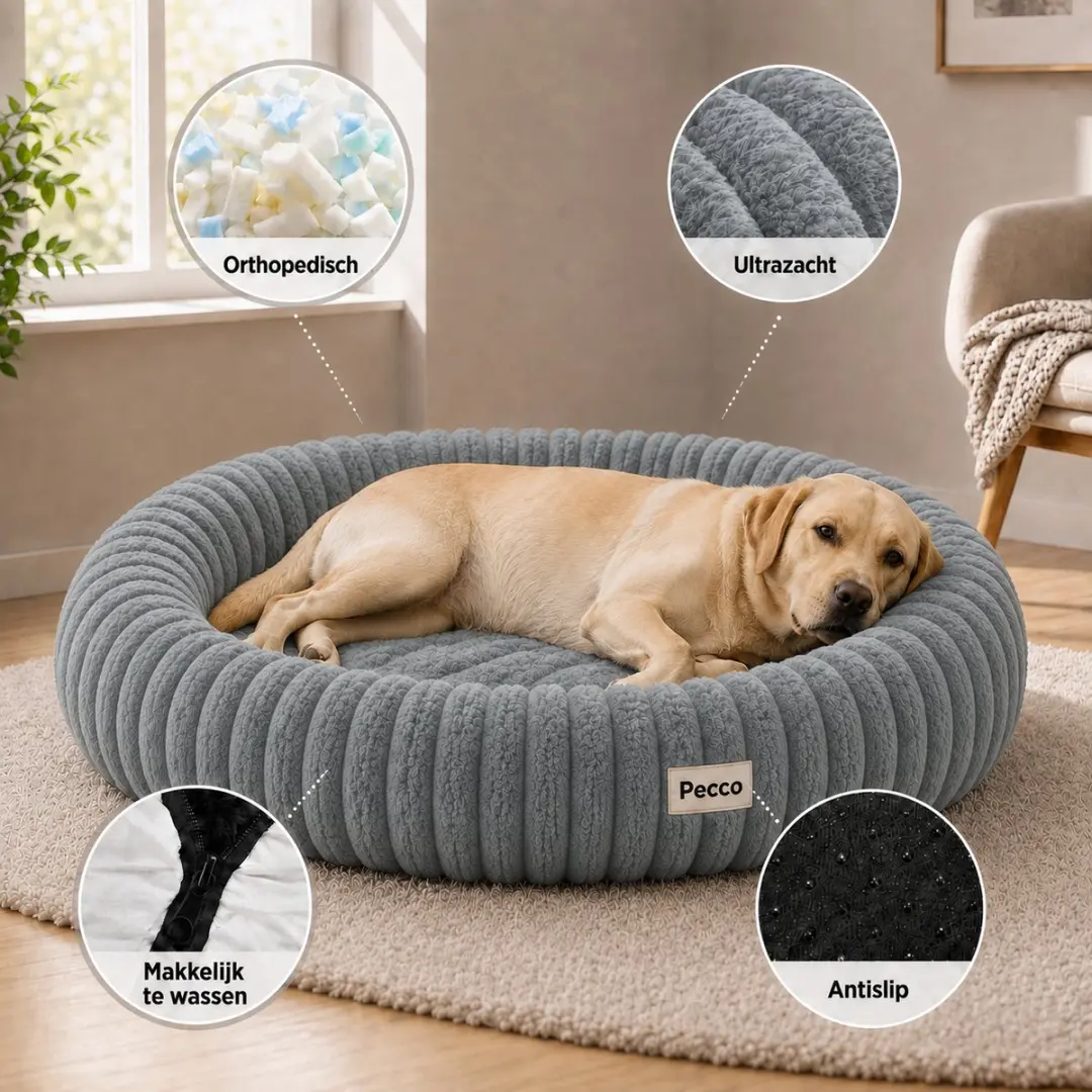 Pecco Orthopedische Hondenmand 100cm - Grijs - 2-in-1