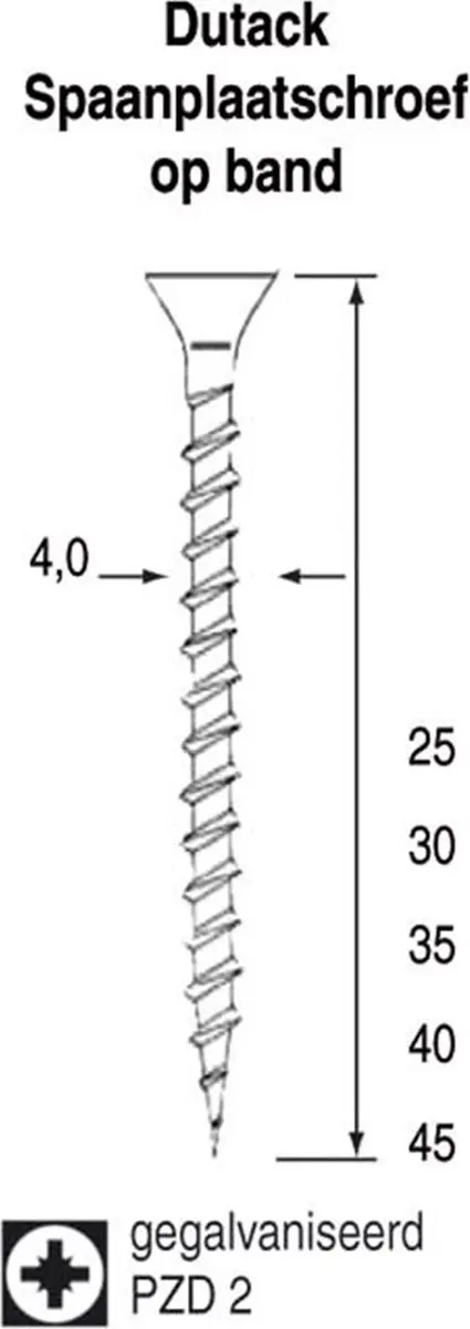 Dutack Fasteners Spaanplaatschroef op band 30mm